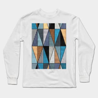 Colorful Concrete Triangles - Blue, Grey, Brown Long Sleeve T-Shirt